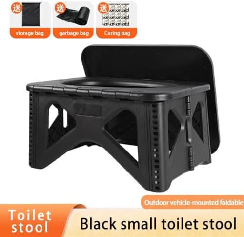 Multifunctional for vehicle use outdoor toilet emergency commode camping adult child odor-proof portable toilet black folding small stool