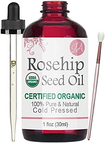 Healing Solutions Oils Organic Rosehip Seed Oil 1 oz, 100% Pure All Natural, Cold Pressed Serum for Face, Hair, Skin, Body & Nails, Rosa Mosqueta Essential Oil for Anti Aging, Scar, Acne & Skincare
