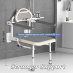 NEWTRY 18” Folding Shower Seat Wall Mounted, 330lb Fold Down Shower Seat with Armrests & Back, Foldable Shower Chair for Home Care Seniors Disabled, Padded Seat and Back, for Bathroom Inside Shower