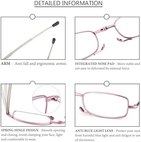 REAVEE 3 Pack Folding Reading Glasses with Keychain Compact Bags for Women Men, Blue Light Blocking Spring Hinge Portable Pocket Readers, Red Pink and Purple 1.5