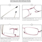 REAVEE 3 Pack Folding Reading Glasses with Keychain Compact Bags for Women Men, Blue Light Blocking Spring Hinge Portable Pocket Readers, Red Pink and Purple 1.5