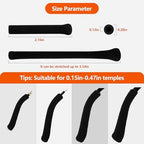 4 Pairs Glasses Ear Cushion, Anti-Slip Elastic Comfortable Eyeglasses Temple Tips Sleeve, Soft Knitting Cotton Fabric Ear Grips for Eyewear, Sunglasses & Reading Glasses (Black)