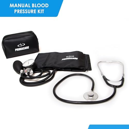 PrimaCare DS-9195 Professional Adult Size Classic Series Blood Pressure Kit with D-Ring Cuff, Nylon BP Kit, Aneroid Sphygmomanometer with Stethoscope