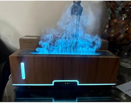 Diffuserlove Flame Diffuser Essential Oil Diffusers 200ml Fireplace Aroma Diffusers for Bedroom Essential Oils Cool Flame Oil Diffuser (Size:9.8" L x 2.67" W x 3.5" H)