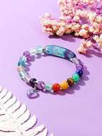 Jovivi 7 Chakra Bracelets for Women Men Natural Chakra Gemstones 8mm Round Beads Amethyst Crystal Heart Bracelet Reiki Healing Stones Energy Stretch Bracelet Jewelry Gifts