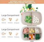 Pill Organizer, 8 Compartments Portable Pill Case, Easy-to-Open Portable Moisture-Proof and Waterproof Travel Pill Organizer, for Pocket、Travel（Beige）