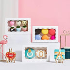 RomanticBaking 24 Pack 7 x 4 3/8 x 1 1/2 inches Cookies Boxes for 2, Auto-Popup Macaron Boxes for 6, Bakery Boxes, High Visibility White Paper Food Box with Clear Window