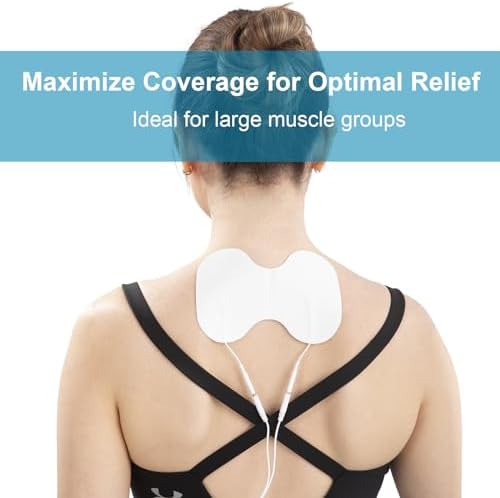 DOMAS TENS Unit Electrode Pads (XL) - 4x6 Inch for Back Pain Relief- Compatible with TENS 7000 and Other 2mm Pin Units - Reusable & Latex-Free