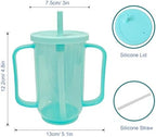Adult Sippy Cups for Elderly 12oz Sippy Cup with 2 Handles No Spill Cups for Adults Straw Cups Dysphagia Cups for Disabled Patients