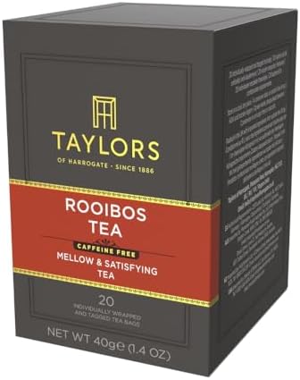 Taylors of Harrogate Rooibos Tea, Individually Wrapped Bags, 20 Count (Pack of 1), Mellow, Malty, and Slightly Honeyed, Caffeine-Free, Enjoy Hot or Iced, 20 Teabags