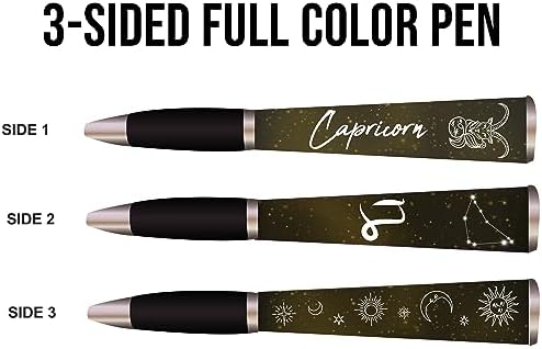 ANINKABOVE Zodiac Sign Ballpoint Pens (3-Sided Pen, Pack of 4) Zodiac Pen Gift, Cool Constellation Design, Zodiac Gifts Pretty Pens - Fancy Pens Great Astrology Gifts for Women and Men (Capricorn)