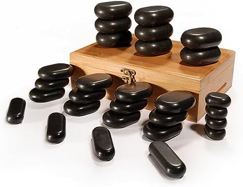 Master Massage 28-Piece Hot Stone Set – Basalt Rocks for Professional & Home Spa Therapy, Healing & Pain Relief