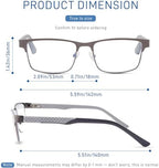 2 Pack Men's Progressive Multifocal Reading Glasses,Rectangle Metal Frame with Spring Hinge Silicone Temple Blue Light Blocking Lenses Computer Readers Anti Eyestrain,2.5x