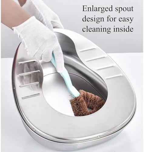 Stainless Steel Bedpans for Elderly Men and Women Easy to Clean Bed Pans for Hospital Home Adult Stainless Steel Bed pan with A Roll of Garbage Bags