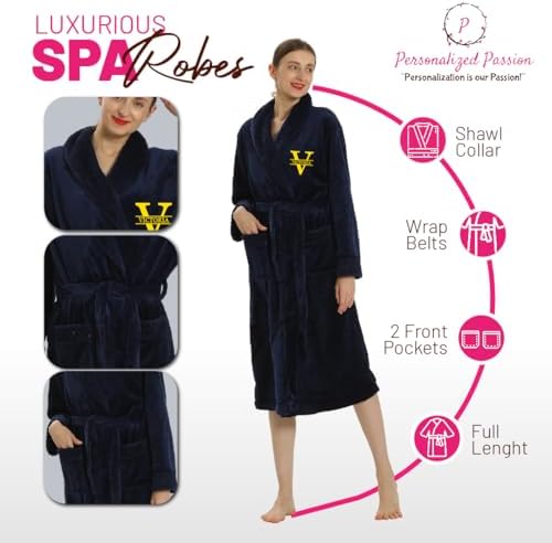 Personalized Plush Robe for Women and Men - His and Her Robes with Custom Name/Monogram - Super Soft Luxurious Spa Bathrobes