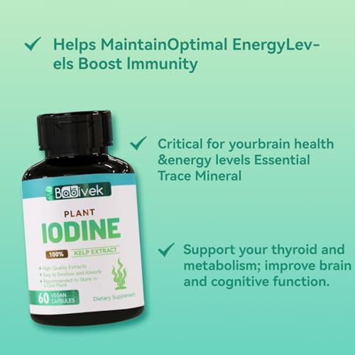 Iodine Supplement from Sea Vegetable Complex – Dietary Supplement for Metabolism, Thyroid Function,Energy Support & Immune Health, 60 Vegan Capsules