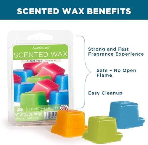 Scentsationals Wax Melts Strong Scent - Blueberry Cream Cupcakes - Long Lasting Scented Wax Cubes for Warmers, 10oz (24-Cubes)