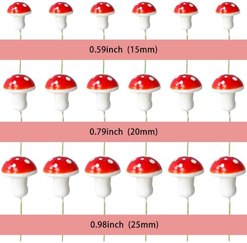 Gyufise 30Pcs Mushroom Cake Decorations Red Mini Mushroom Toothpicks Mushroom Cupcake Toppers Mushroom Cake Picks for Birthday Baby Shower Party Micro Landscape Decorations