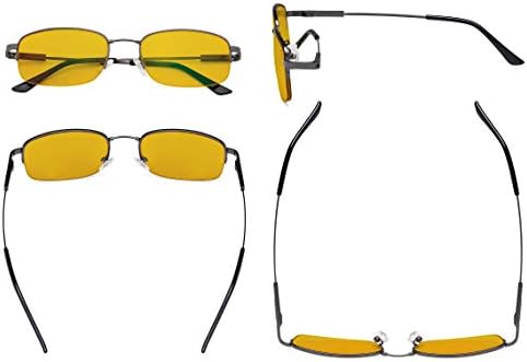 Eyekepper Computer Glasses Men Women - Blue Light Blocking Reading Glasses with Amber Tinted Filter Lens - Memory Titamiun Readers - Half Rim,Gunmetal