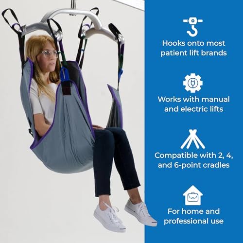 Patient Aid Full Body Solid Fabric Lift Sling - Soft Padded Polyester Weave - Comfy and Safe Lifting for the Elderly, Bariatric, and Non-Weight-Bearing - Medium, 225lb. Maximum Carrying Capacity