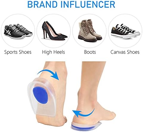Dr.Pedi Heel Cups for Heel Pain 3 Pairs Gel Silicone Heel Pads Heel Lifts for Achilles Tendonitis Inserts for Women Insole Shoe for Plantar Fasciitis Relief