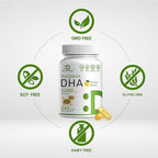 DHA Supplements | 240 Softgels, Burpless, Lemon Flavor, DHA 1000mg + EPA 500mg, Wild Caught Fish, Rich in Omega-3s, Mercury Free, Non-GMO, Support Brain Heart & Joint Health
