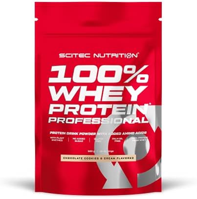 Askshy Scitec Nutrition 100% Whey Protein Professional with Extra Amino acids and Digestive enzymes, Gluten Free, 500 g, Chocolate-Cookies & Cream
