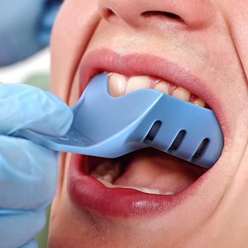 Annhua Dental Impression Trays Disposable 10 PCS, Perforated Impression Trays Set Plastic Teeth Holder for Dental Clinic, Lab Equipment, Dental Students - Blue