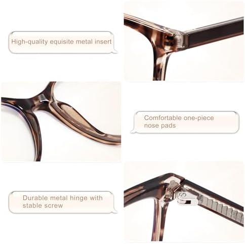 Madison Avenue Square Vintage TR90 Blue Light Blocking Reading Glasses for Women, Anti Eyestrain/Glare Computer Readers
