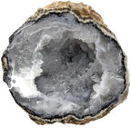 Hollow Geode Half with Quartz Crystals and Display Stand – Premium Quality Fluorescent Agate Rock | Natural Décor, Science Display or Collector Gift