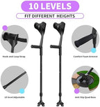 Forearm Crutches for Adults, Folding Ergonomic Elbow Crutches, Non-Slip Crutches for Walking, Crutches for Leg Injury, Surgery Recovery, Disabled Fits 5'3"–6'3", with Adjustable Strap, FUSHIDE
