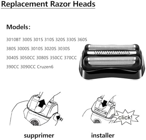 21B Shaver Blades for Braun Series 3 Replacement Head&for Braun s3 Wet and Dry Replacement Head, 21B Foil and Cutter Compatible with Braun Series 3 Electric Razors 300s,310s,3010s,3040s,5409,340s-4
