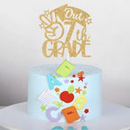 Peace Out 7th Grade Cake Topper, 7th Grade Grad, Happy Seventh Grade Graduation Party Decorations Gold Glitter