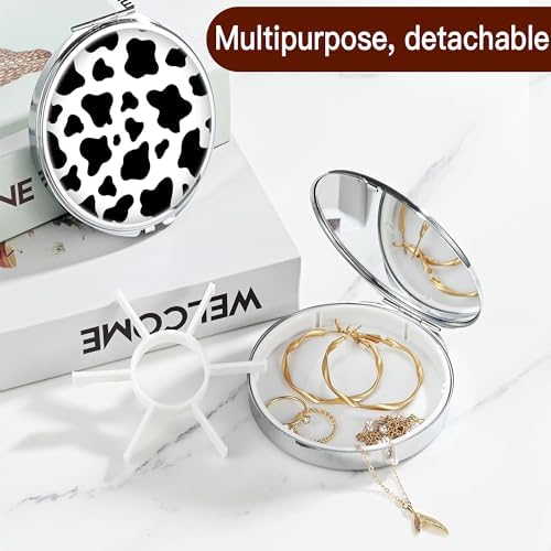 Weekly Pill Case, Medicine Planner, Vitamin Organizer Box, Portable Daily Pill Box with Compartments,Pocket Purse Metal Medicine Organizer Unique Gifts,Cow Pattern