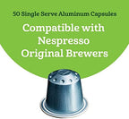 Amazon Fresh Espresso Lungo Medium Roast Aluminum Capsules, Compatible with Nespresso Original Brewers, 50 Count (5 Packs of 10)