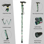 Folding Cane, 5-Level Adjustable Height Lightweight Portable Foldable Walking Canes with Wrist Strap and T Handle for Men Women Seniors