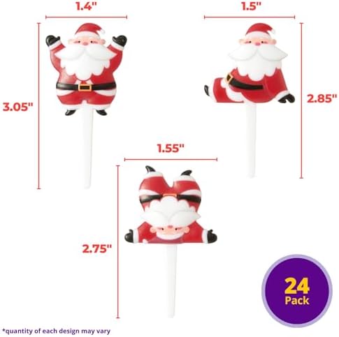 DecoPac Tumbling Santa Cake Toppers, 24 Christmas Cake Decorations For Festive Parties & Celebrations, Father Christmas, Food Safe – 24 Pack