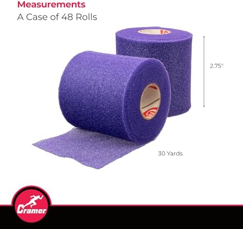 Cramer Tape Underwrap, Bulk Case of 48, Purple Rolls, Non-Latex Pre Wrap to Protect Skin from Irritation and Discomfort Caused by Athletic Tape for Taping, Secure Pads and Ice Packs, 2.75" x 30 Yards