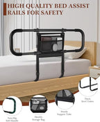 Siebenschläfer Bed Rails for Elderly Adults Safety, Extended Bed Assist Rail for Seniors - Adjustable Side Bed Guard Rails Handle Support Bar with Storage Bag, Fit King Queen Full Twin Beds