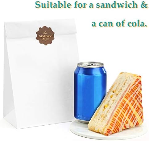 BagDream Paper Lunch Bags 6lb 100Pcs Kraft Bulk, Craft, Bread, White Snack Bags, 6x3.54x11 Inches Sack Lunch Bags