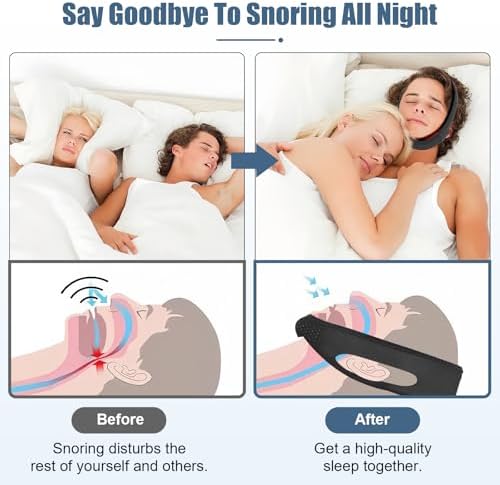 Chin Strap for Sleeping - Anti Snoring Devices - Comfortable Stop Snoring Solution - Adjustable Breathable - Simple and Effective Anti Snoring Chin Strap (Black)-YXGCC