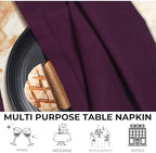Bedding Craft Hemstitched Cotton Dinner Napkins Set of 12 – 18x18 Elegant Italian Plum – Machine Washable Soft Fabric Napkins for Weddings, Formal Dinners & Daily Dining