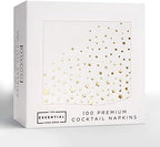 Stylish Gold Star Napkins, 100 3Ply Gold Cocktail Napkins, White and Gold Napkins, Disposable Party Napkins, 5x5 Inch Wedding Cocktail Napkins, Paper Cocktail Napkins, Bridal Shower Napkins