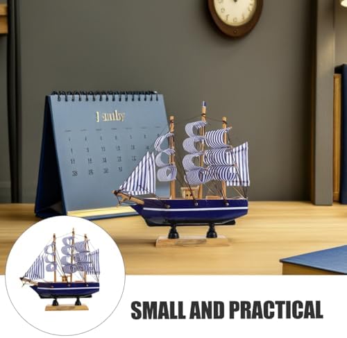 Abaodam Mini Sailboat Cake Topper Wooden Sailing Boat Model, 5.5 Inch Nautical Cake Decoration for Graduation, Birthday, Baby Shower and Coastal Party Tabletop Decor