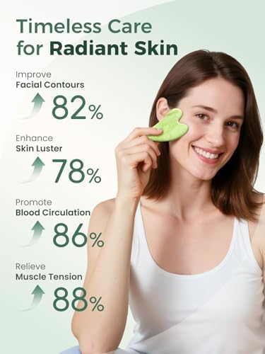 Gua Sha Facial Tools, Natural Jade Stone Guasha Tool for Face Acupuncture Therapy Trigger Point Treatment, Gua Sha Scraping Massage Tool (Mint Green)