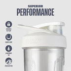 BlenderBottle Strada Tritan Shaker Bottle with Locking Lid, 28-Ounce, White