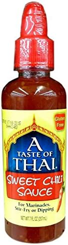 A Taste of Thai Sweet Chili Sauce – Authentic Thai Chili Sauce for Dipping, Stir-Fry, & Marinades – Asian Red Hot Sauce with Sweet Tangy Flavor - Trans Fat-Free, Gluten-Free & No GMO – 7 oz
