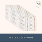Bonjour Fête Gold Signature Bow Large Paper Napkins | 3-Ply Lunch Napkins for Birthdays & Holidays | Premium Gold Foil Disposable Tableware | White & Gold Decor | Pack of 20, 6.5" Folded
