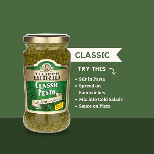 Filippo Berio Pesto, Classic Basil, 6.7 Ounce Glass Jar, Pack of 6