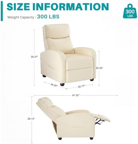 Sweetcrispy Massage Recliner Chair for Adults, Adjustable Home Theater Seating with Lumbar Support for Living Room, Modern Fabric Reclining, Beige